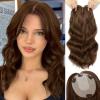 imageNAYOO Wavy Synthetic Clip In Hair Topper for Thinning Hair  20inch Natural Black Adds VolumeChestnut Brown