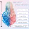 imageNAYOO Long Black Wig for Women  26 Inch Long Black Hair Wigs Natural Looking Black Long Wig Heat Resistant Black Wavy Wigs for Halloween Cosplay CostumePinkBlue