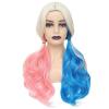 imageNAYOO Long Black Wig for Women  26 Inch Long Black Hair Wigs Natural Looking Black Long Wig Heat Resistant Black Wavy Wigs for Halloween Cosplay CostumePinkBlue