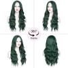 imageNAYOO Long Black Wig for Women  26 Inch Long Black Hair Wigs Natural Looking Black Long Wig Heat Resistant Black Wavy Wigs for Halloween Cosplay CostumeGreen