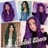 imageNAYOO Long Black Wig for Women  26 Inch Long Black Hair Wigs Natural Looking Black Long Wig Heat Resistant Black Wavy Wigs for Halloween Cosplay CostumeDark Purple