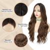 imageNAYOO Long Black Wig for Women  26 Inch Long Black Hair Wigs Natural Looking Black Long Wig Heat Resistant Black Wavy Wigs for Halloween Cosplay CostumeBrown Ombre