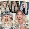 imageNAYOO Long Black Wig for Women  26 Inch Long Black Hair Wigs Natural Looking Black Long Wig Heat Resistant Black Wavy Wigs for Halloween Cosplay CostumePlatinum Blonde