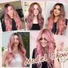 imageNAYOO Long Black Wig for Women  26 Inch Long Black Hair Wigs Natural Looking Black Long Wig Heat Resistant Black Wavy Wigs for Halloween Cosplay CostumeOmbre Pink