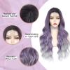 imageNAYOO Long Black Wig for Women  26 Inch Long Black Hair Wigs Natural Looking Black Long Wig Heat Resistant Black Wavy Wigs for Halloween Cosplay CostumeOmbre Purple