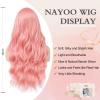 imageNAYOO Long Black Wig for Women  26 Inch Long Black Hair Wigs Natural Looking Black Long Wig Heat Resistant Black Wavy Wigs for Halloween Cosplay CostumePink