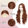imageNAYOO Long Black Wig for Women  26 Inch Long Black Hair Wigs Natural Looking Black Long Wig Heat Resistant Black Wavy Wigs for Halloween Cosplay CostumeAuburn