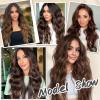 imageNAYOO Long Black Wig for Women  26 Inch Long Black Hair Wigs Natural Looking Black Long Wig Heat Resistant Black Wavy Wigs for Halloween Cosplay CostumeBrown Ombre