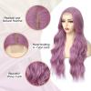 imageNAYOO Long Black Wig for Women  26 Inch Long Black Hair Wigs Natural Looking Black Long Wig Heat Resistant Black Wavy Wigs for Halloween Cosplay CostumePurple