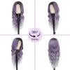 imageNAYOO Long Black Wig for Women  26 Inch Long Black Hair Wigs Natural Looking Black Long Wig Heat Resistant Black Wavy Wigs for Halloween Cosplay CostumeOmbre Purple