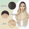 imageNAYOO Long Black Wig for Women  26 Inch Long Black Hair Wigs Natural Looking Black Long Wig Heat Resistant Black Wavy Wigs for Halloween Cosplay CostumePlatinum Blonde