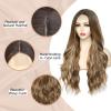 imageNAYOO Long Black Wig for Women  26 Inch Long Black Hair Wigs Natural Looking Black Long Wig Heat Resistant Black Wavy Wigs for Halloween Cosplay CostumeMixed Blonde