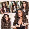 imageNAYOO Long Black Wig for Women  26 Inch Long Black Hair Wigs Natural Looking Black Long Wig Heat Resistant Black Wavy Wigs for Halloween Cosplay CostumeNatural Brown