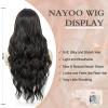imageNAYOO Long Black Wig for Women  26 Inch Long Black Hair Wigs Natural Looking Black Long Wig Heat Resistant Black Wavy Wigs for Halloween Cosplay CostumeBlack