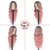 imageNAYOO Long Black Wig for Women  26 Inch Long Black Hair Wigs Natural Looking Black Long Wig Heat Resistant Black Wavy Wigs for Halloween Cosplay CostumeOmbre Pink