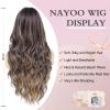 imageNAYOO Long Black Wig for Women  26 Inch Long Black Hair Wigs Natural Looking Black Long Wig Heat Resistant Black Wavy Wigs for Halloween Cosplay CostumeLight Brown Hair With Balayage Highlights