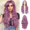 imageNAYOO Long Black Wig for Women  26 Inch Long Black Hair Wigs Natural Looking Black Long Wig Heat Resistant Black Wavy Wigs for Halloween Cosplay CostumePurple