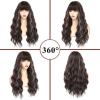 imageNAYOO Dirty Blonde Wave Wig with Bangs Heat Resistant Long Wavy Synthetic Hair for Women for Daily Use Party Halloween Dirty Blonde24InchBrown mixed Blonde