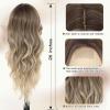 imageNAYOO Dirty Blonde Wave Wig with Bangs Heat Resistant Long Wavy Synthetic Hair for Women for Daily Use Party Halloween Dirty Blonde24InchBrown to Blonde