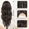 imageNAYOO Dirty Blonde Wave Wig with Bangs Heat Resistant Long Wavy Synthetic Hair for Women for Daily Use Party Halloween Dirty Blonde24InchDark Brown Mixed Highlight