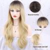 imageNAYOO Dirty Blonde Wave Wig with Bangs Heat Resistant Long Wavy Synthetic Hair for Women for Daily Use Party Halloween Dirty Blonde24InchDirty Blonde