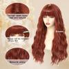 imageNAYOO Dirty Blonde Wave Wig with Bangs Heat Resistant Long Wavy Synthetic Hair for Women for Daily Use Party Halloween Dirty Blonde24InchGinger orange