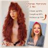 imageNAYOO Dirty Blonde Wave Wig with Bangs Heat Resistant Long Wavy Synthetic Hair for Women for Daily Use Party Halloween Dirty Blonde24InchGinger orange
