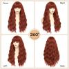 imageNAYOO Dirty Blonde Wave Wig with Bangs Heat Resistant Long Wavy Synthetic Hair for Women for Daily Use Party Halloween Dirty Blonde24InchGinger orange