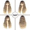 imageNAYOO Dirty Blonde Wave Wig with Bangs Heat Resistant Long Wavy Synthetic Hair for Women for Daily Use Party Halloween Dirty Blonde24InchOmbre Blonde