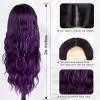 imageNAYOO Dirty Blonde Wave Wig with Bangs Heat Resistant Long Wavy Synthetic Hair for Women for Daily Use Party Halloween Dirty Blonde24InchOmbre Dark Purple