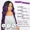 imageNAYOO Dirty Blonde Wave Wig with Bangs Heat Resistant Long Wavy Synthetic Hair for Women for Daily Use Party Halloween Dirty Blonde24InchOmbre Dark Purple