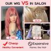 imageNAYOO Dirty Blonde Wave Wig with Bangs Heat Resistant Long Wavy Synthetic Hair for Women for Daily Use Party Halloween Dirty Blonde24InchPink