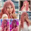 imageNAYOO Dirty Blonde Wave Wig with Bangs Heat Resistant Long Wavy Synthetic Hair for Women for Daily Use Party Halloween Dirty Blonde24InchPink