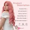 imageNAYOO Dirty Blonde Wave Wig with Bangs Heat Resistant Long Wavy Synthetic Hair for Women for Daily Use Party Halloween Dirty Blonde24InchPink