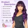 imageNAYOO Dirty Blonde Wave Wig with Bangs Heat Resistant Long Wavy Synthetic Hair for Women for Daily Use Party Halloween Dirty Blonde24InchPurple