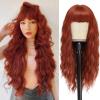imageNAYOO Dirty Blonde Wave Wig with Bangs Heat Resistant Long Wavy Synthetic Hair for Women for Daily Use Party Halloween Dirty Blonde24InchGinger orange