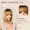 imageNAYOO Blonde Wig with Bangs 12 Inch Ombre Blonde Bob Wig for Women Natural Looking Short Blonde Wig Straight Short Bob Wig with Bangs Cosplay Wig for Daily and HalloweenOmbre Golden Blonde