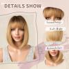 imageNAYOO Blonde Wig with Bangs 12 Inch Ombre Blonde Bob Wig for Women Natural Looking Short Blonde Wig Straight Short Bob Wig with Bangs Cosplay Wig for Daily and HalloweenOmbre Golden Blonde