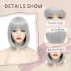 imageNAYOO Gray Bob Wig With Bangs 12 Inch Short Silver Bob Wig for Women Natural Looking Short Gray Wig With Bangs Super Soft Cosplay Wig Synthetic Wig for Daily Party HalloweenSilver Gray