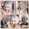 imageNAYOO Gray Bob Wig With Bangs 12 Inch Short Silver Bob Wig for Women Natural Looking Short Gray Wig With Bangs Super Soft Cosplay Wig Synthetic Wig for Daily Party HalloweenSilver Gray