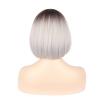 imageNAYOO Grey Wig with Bangs 12 Inch Ombre Silver Bob Wigs for Women Super Soft Straight Bob Wig Synthetic Wig with Side Bangs Natural Look Color Wig for Daily HalloweenOmbre Grey