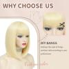 imageNAYOO Short Blonde Wig with Bangs 12 Inch Platinum Blonde Bob Wig With Bangs for Women Colorful Cosplay Wig Straight Short Bob Wig Natural Looking Synthetic Wig for Daily Party Halloween