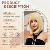 imageNAYOO Short Blonde Wig with Bangs 12 Inch Platinum Blonde Bob Wig With Bangs for Women Colorful Cosplay Wig Straight Short Bob Wig Natural Looking Synthetic Wig for Daily Party Halloween