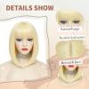 imageNAYOO Short Blonde Wig with Bangs 12 Inch Platinum Blonde Bob Wig With Bangs for Women Colorful Cosplay Wig Straight Short Bob Wig Natural Looking Synthetic Wig for Daily Party Halloween