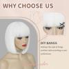 imageNAYOO White Bob Wig with Bangs 12 Inch Super Soft Cosplay Wig Straight Bob for Daily Party Halloween