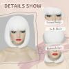 imageNAYOO White Bob Wig with Bangs 12 Inch Super Soft Cosplay Wig Straight Bob for Daily Party Halloween