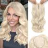 imageNAYOO Hair Toppers for Women with Thining Hair 14inch Wavy Platinum Blonde Toppers Hairpieces for Women Synthetic Clip In Womens WigletsPlatinum BlondePlatinum Blonde