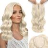 imageNAYOO Hair Toppers for Women with Thining Hair 14inch Wavy Platinum Blonde Toppers Hairpieces for Women Synthetic Clip In Womens WigletsPlatinum BlondePlatinum Blonde