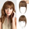 imageNAYOO Bangs Hair Clip  Moca Brown Fake Bangs 100 Real Human Hair Extensions Wispy Bangs for Women Fringe with Temples Hairpieces Curved Bangs for Daily WearMedium Brown