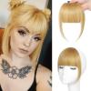 imageNAYOO Bangs Hair Clip  Moca Brown Fake Bangs 100 Real Human Hair Extensions Wispy Bangs for Women Fringe with Temples Hairpieces Curved Bangs for Daily Wearash blonde